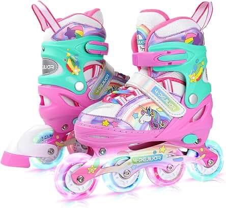 4-PEJIIJAR Children's Expandable Inline Skates - Unicorn/Pink