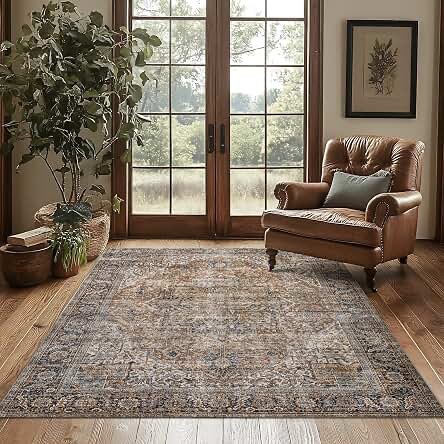 BILEEHOME 5x7 Washable Faux Wool Area Rug - Terracotta