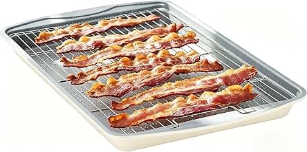 Ymiton Non-Stick Jelly Roll Baking Sheet 2 Piece Set with Rack