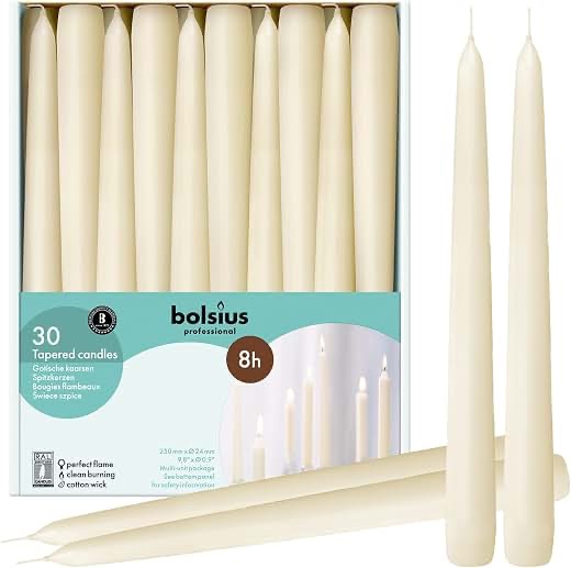 Bolsius Professional Tapered Candles 30-Pack (8-Hour Burn Time)