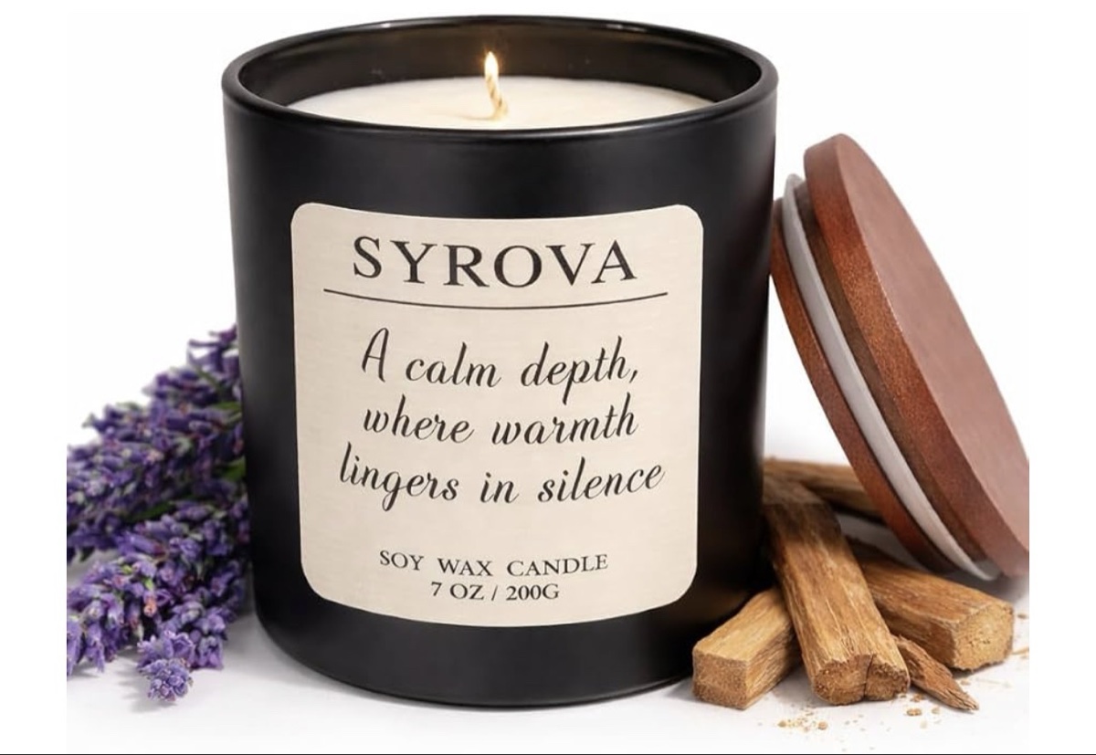 Lavender & Cedar Moon Distilled Solitude Scented Candle with Candle Spinner