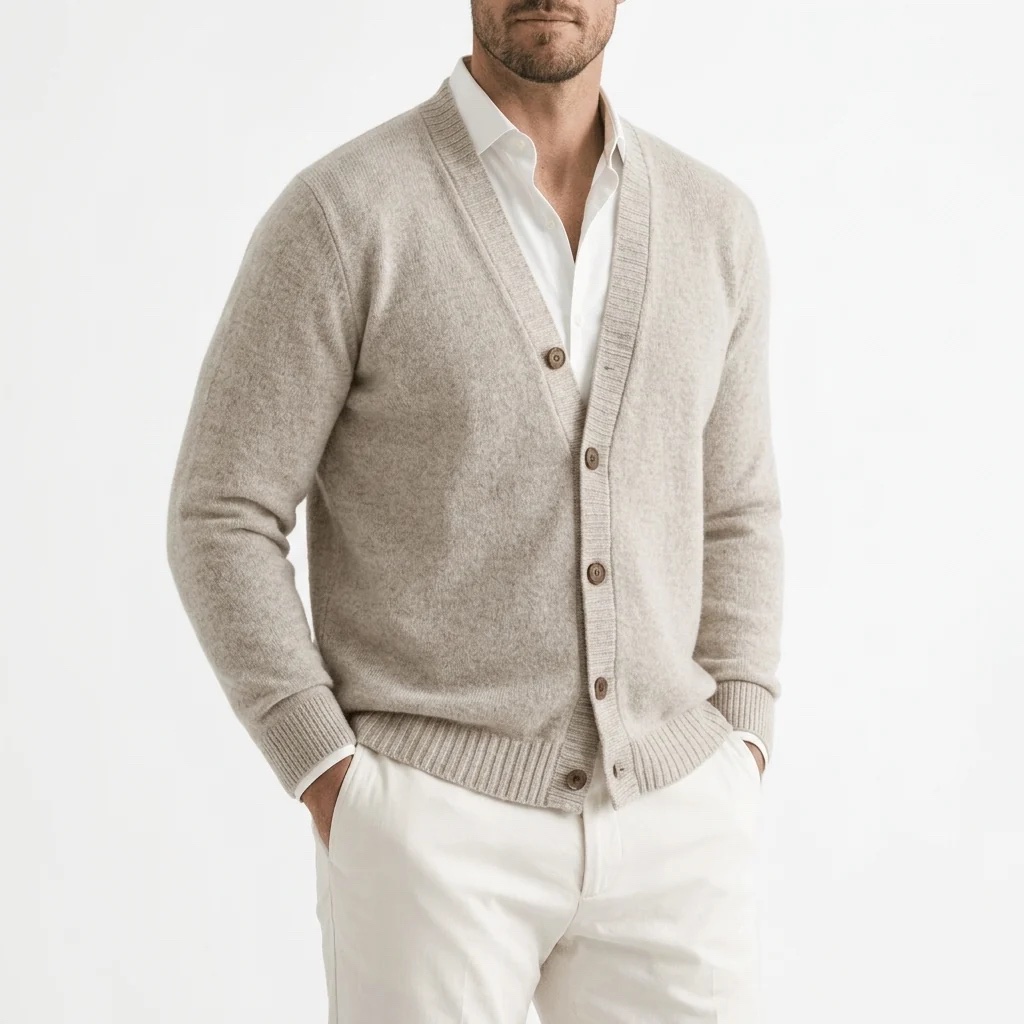 COOFANDY Mens XXL. V-Neck Lightweight Button-Down Cardigan Sweater - Light Khaki, XX-Large