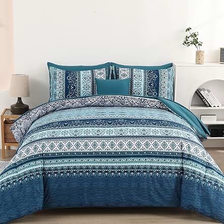 Cottolester Comforter Set Blue Paisley Print
