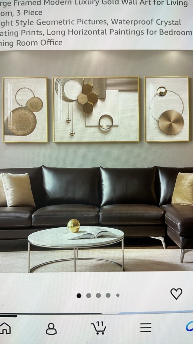 Cuspin Large Framed Modern Luxury Gold Wall Art for Living Room, 3 Piece