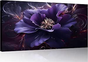 TutuBeer 1 Panel Purple Abstract Flower Canvas Wall Art, 16x32 Inch