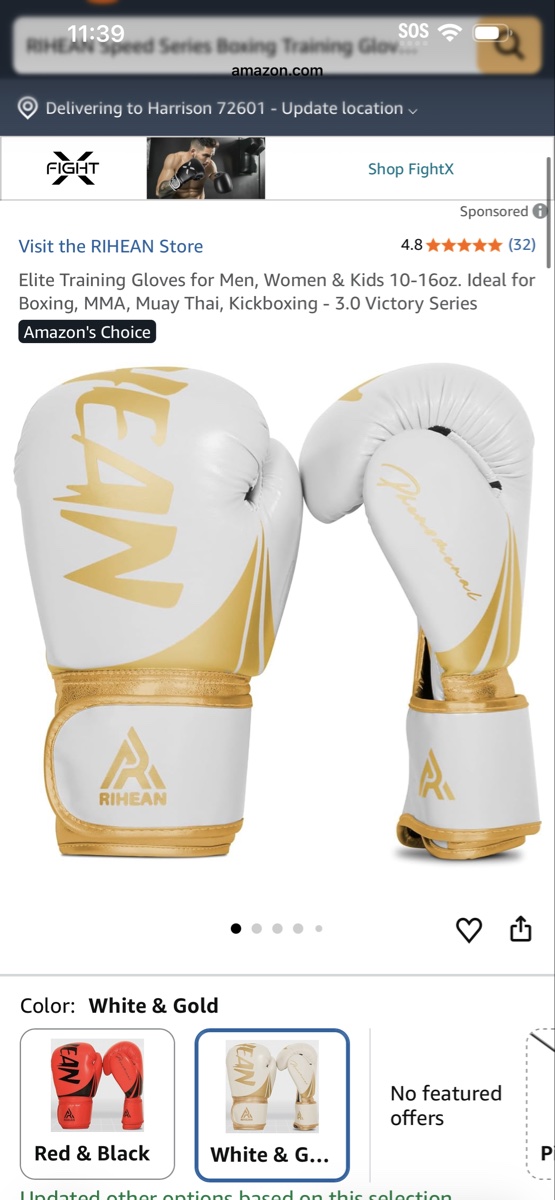 RIHEAN Speed Series Boxing Training Gloves - 11oz White