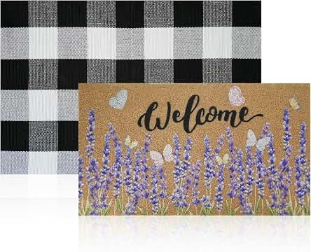 Kuabiz 2 Pcs Entryway Home Decor Rug / Mat Set