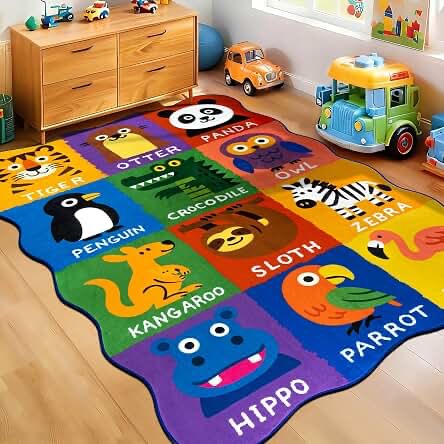 Similar VS/WB Kids Rug for Playroom, 4'x6', Multi-colored Animal Theme