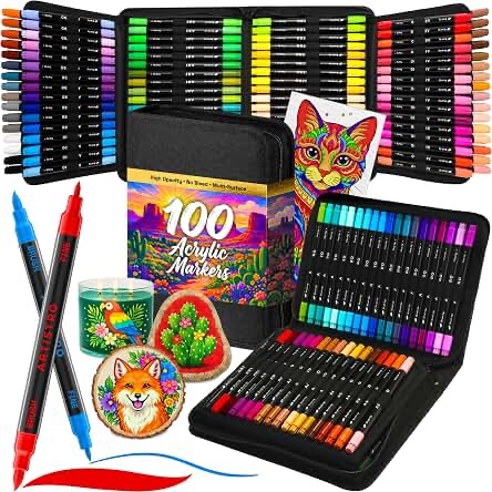 Aedaga Acrylic Marker Set, 100 Pieces