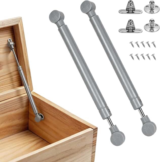 HBL' 2 Pack Soft Close Toy Box Hinges, 150N Gas Strut Spring Safety Hinges