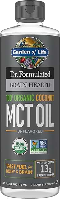 Garden of Life Dr. Formulated Brain Health 100% Organic Coconut MCT Oil, 16 fl oz