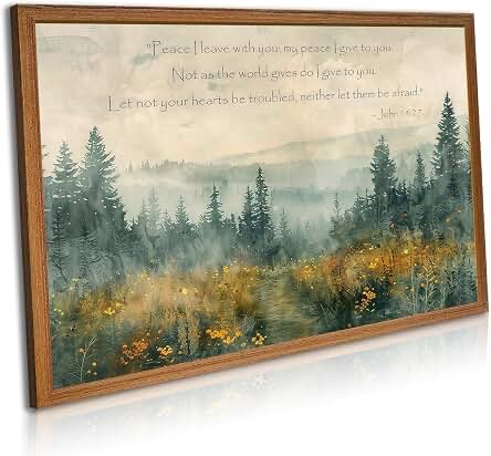 Black Gold Framed John 14:27 Christian Wall Art Decor 12x16 inch