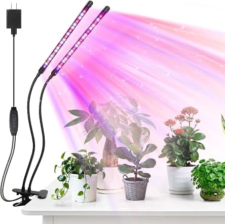 Amazon.com : AURAZIGLI led Grow Lights, 2 Heads Red Blue Plant Light with Clamp for Indoor Plants & Seed Starting, 10-Level Dimmable, Auto On Off, Timing 3 9 12Hrs : Patio, Lawn & Garden