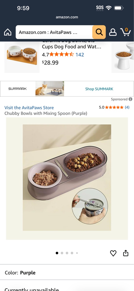 Green AvitaPaws Chubby Bowls with Mixing Spoon (Purple) : Pet Supplies
