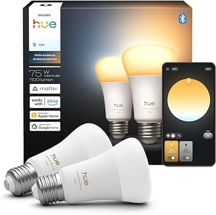 Philips Hue White Ambiance E26 LED Smart Bulb 75W Equivalent (2-Pack)