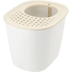 Top-Entry Cat Litter Box with Perforated Lid