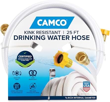 Camco 25ft Drinking Water Hose, 5/8-inch Internal Diameter