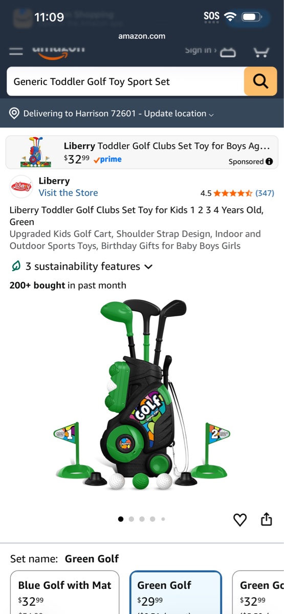YELLOW & BLACK Generic Toddler Golf Toy Sport Set