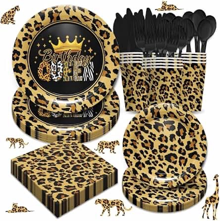 HOAKWA Leopard Print Party Supplies, Serves 24