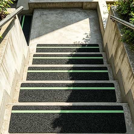 Thunder Grip Outdoor Non-Slip Glow in the Dark Stair Treads, 30 x 6 inch, 12 Pack