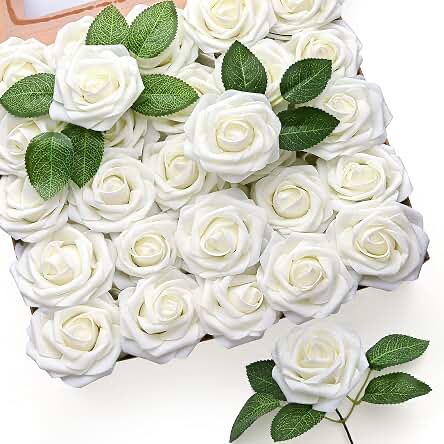 RCZ Decor White Artificial Latex Foam Roses