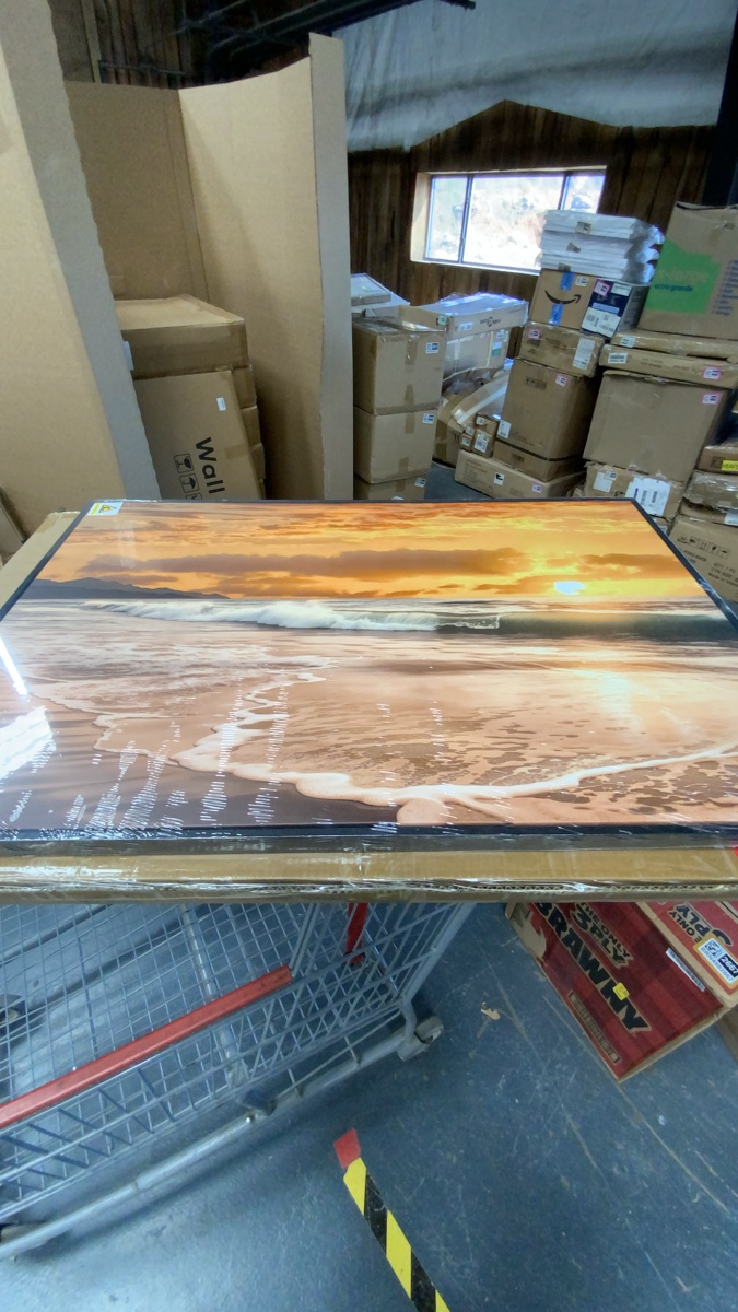 Large Framed Sunset Beach Landscape Wall Art Print