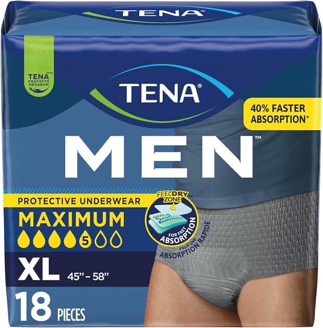 TENA Men Protective Underwear Maximum Absorbency XL/TG 18 Count