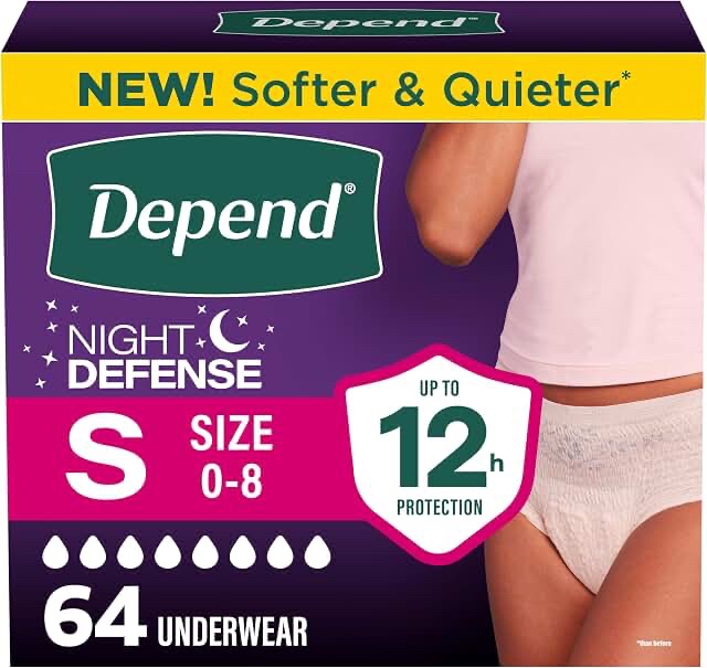 Depend Night Defense Overnight Underwear for Women, Size Small/Medium m, 40 Count