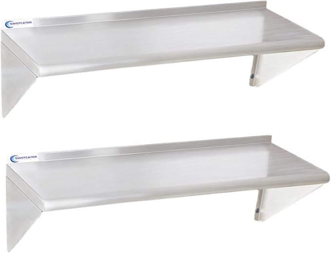 SWOTCATER 2 Pack Stainless Steel Wall Mounted Shelves, 14" x 48"