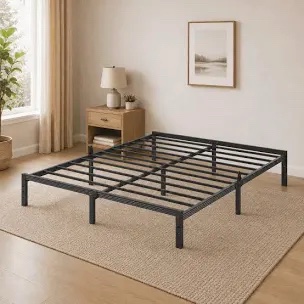 Chroark Metal Platform Queen Bed Frame with Underbed Storage, Black