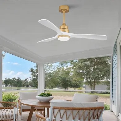 52" Wood Ceiling Fan with DC Motor in Gold & White