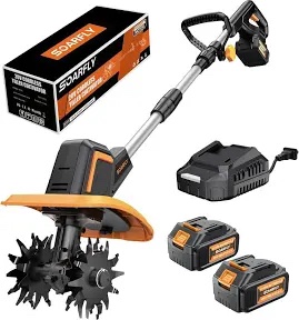 SOARFLY Cordless Tiller Cultivator with Dual 4.0Ah Batteries