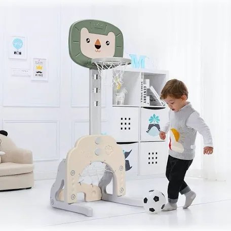 HYES 3-in-1 Basketball Hoop, Soccer Goal, & T-Ball Sport Set