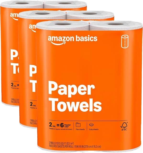 Amazon Basics XXL Paper Towels, 12-Pack