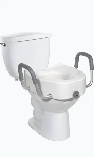 Drive Medical Raised Toilet Seat with Removable Arms, 5" Height