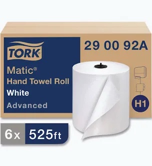 Tork Matic Advanced Hand Towel Roll, White With Leaf (H1)