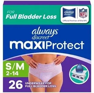 Always Discreet MaxiProtect Underwear S/M 68 count