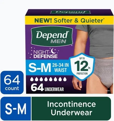 Depend Fresh Protection Night Defense Incontinence Underwear for Women, Small/Medium, 64 Count