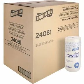 Genuine Joe 24081 2-Ply White Paper Towels, 24 Rolls/Carton
