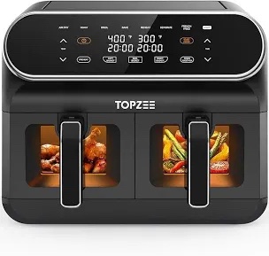 (Very used) missing a piece of trim .TOPZEE Dual Basket Air Fryer
