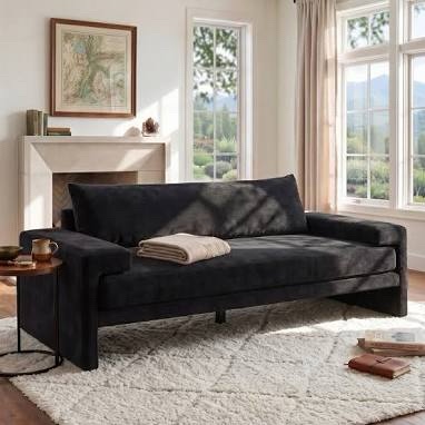 Chenille Upholstered  Sofa Armrest Ergonomic Design, Stylish & Easy to Install
