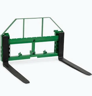 4000 LBS Skid Steer Pallet Fork Frame with 48 Inch Fork Blades, 2" Hitch Receiver & Spear Sleeves, Quick Attach Pallet Fork Attachment Compatible with Tractors, Green