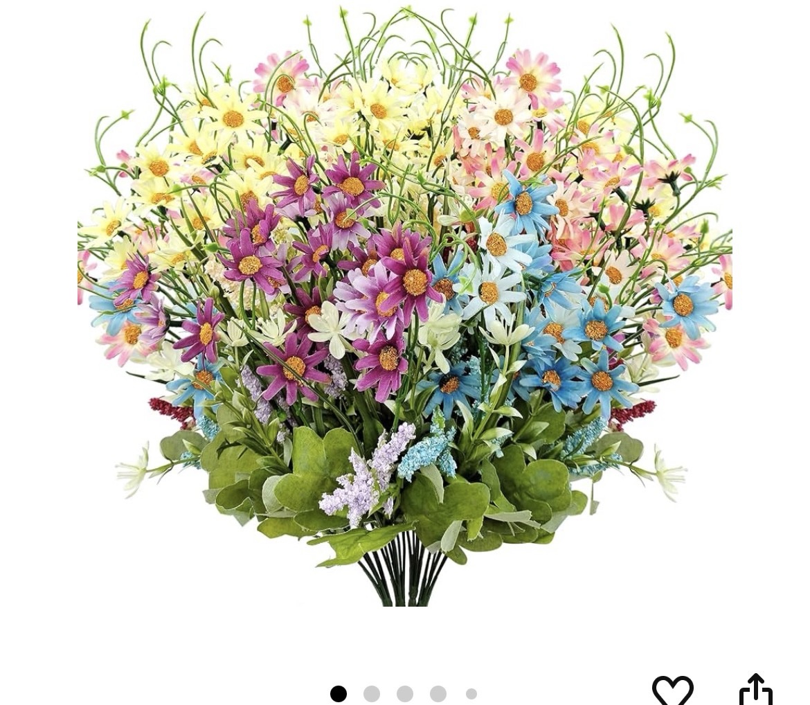 Artificial Floral Arrangement Bundle - Assorted Multicolored Daisy-Style Flowers
