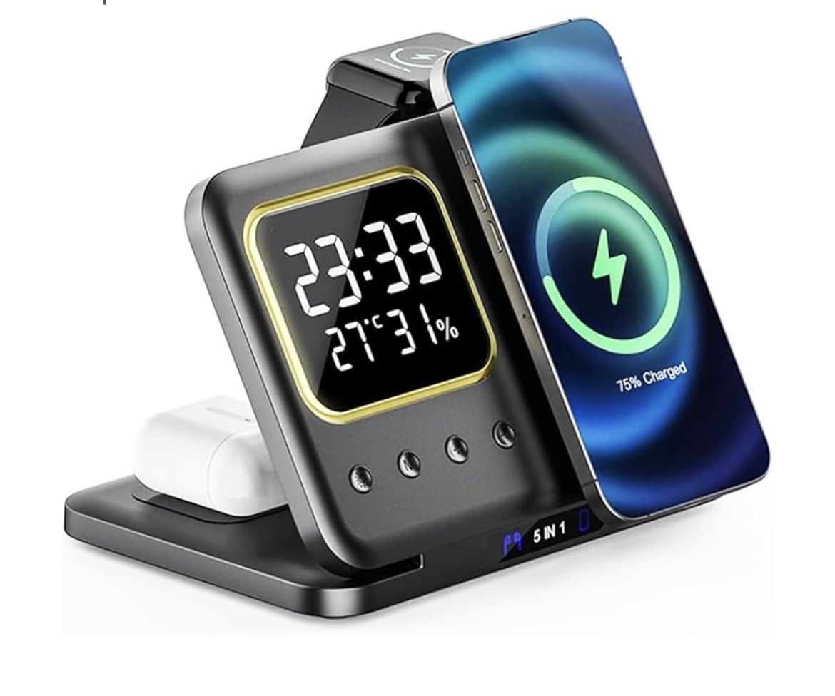 15W Magnetic Wireless Charger with Digital Clock and Calendar Display