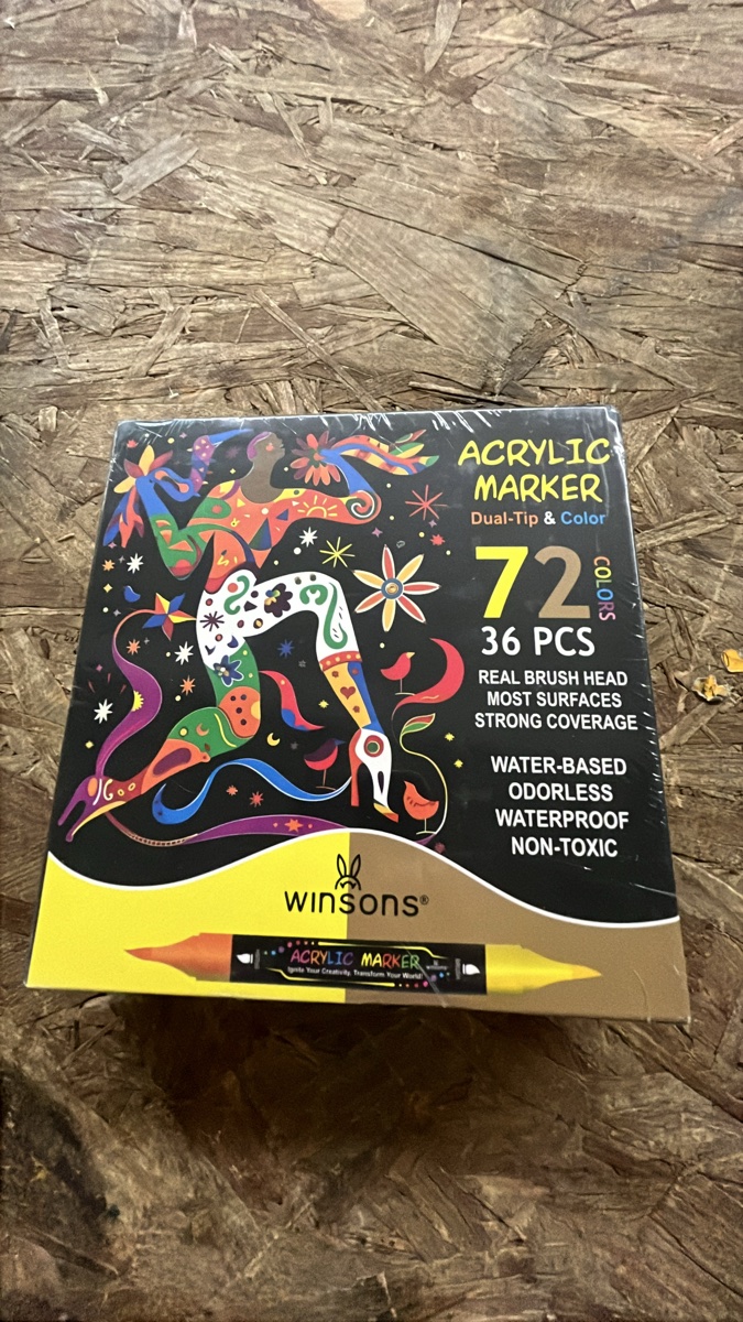 Winsons Acrylic Marker Dual-Tip Pens, 36-Piece Set (72 Colors)