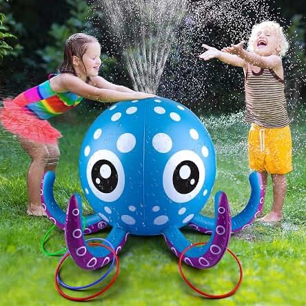 Inflatable Octopus Ring Toss Lawn Sprinkler for Kids