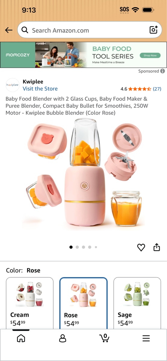Baby Food Blender with 2 Glass Cups, Baby Food Maker & Puree Blender, Compact Baby Bullet for Smoothies, 250W Motor - Kwiplee Bubble Blender