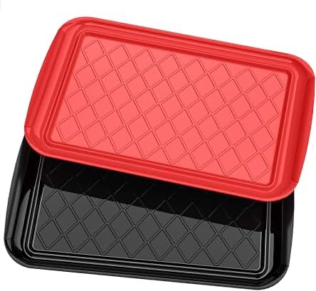 Blazin' Grill 2-in-1 BBQ Prep & Serving Trays - Black Serving and Red Prep Tray Set