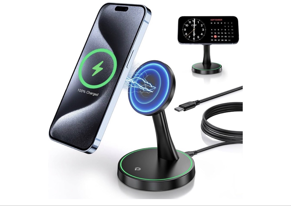 15W Magnetic Wireless Charger with Digital Clock and Calendar Display