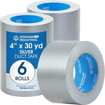 Spartan Industrial 4-inch x 30-yard Silver Duct Tape, 6-Roll Pack